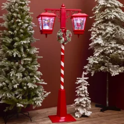 Lampada da terra doppia illuminata 66 LED (H188 cm) Natale magico Rosso