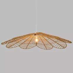 Lampadario a sospesione in corda (D98 cm) Fiore Folk Naturale