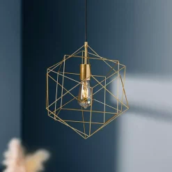 Lampadario in metallo (D40 cm) Celeste Oro