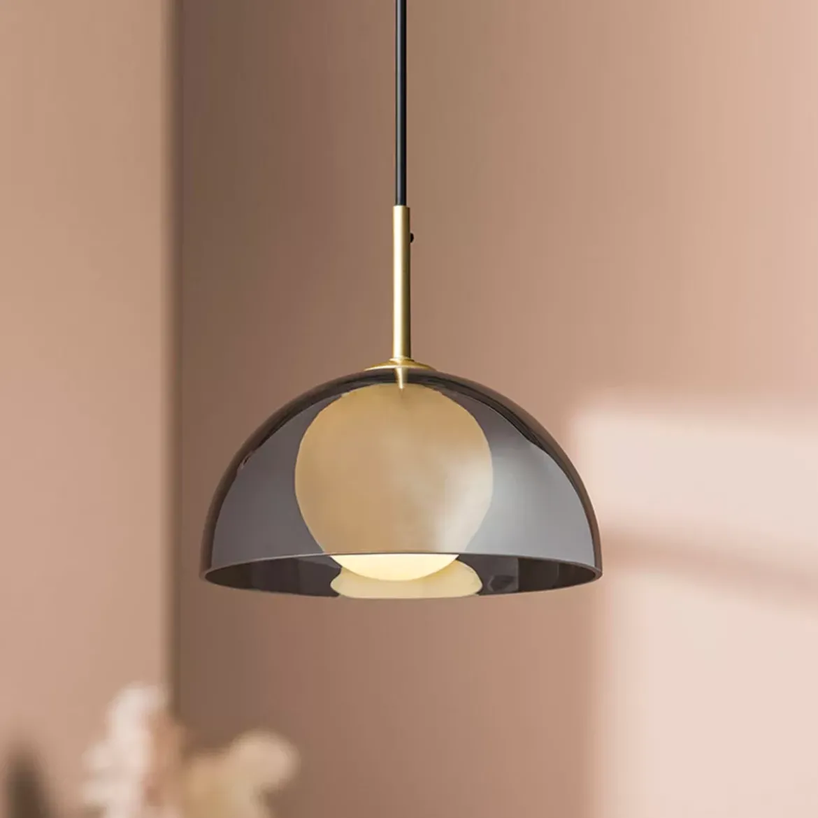 Lampadario in vetro (D20 cm) Luméa Nero