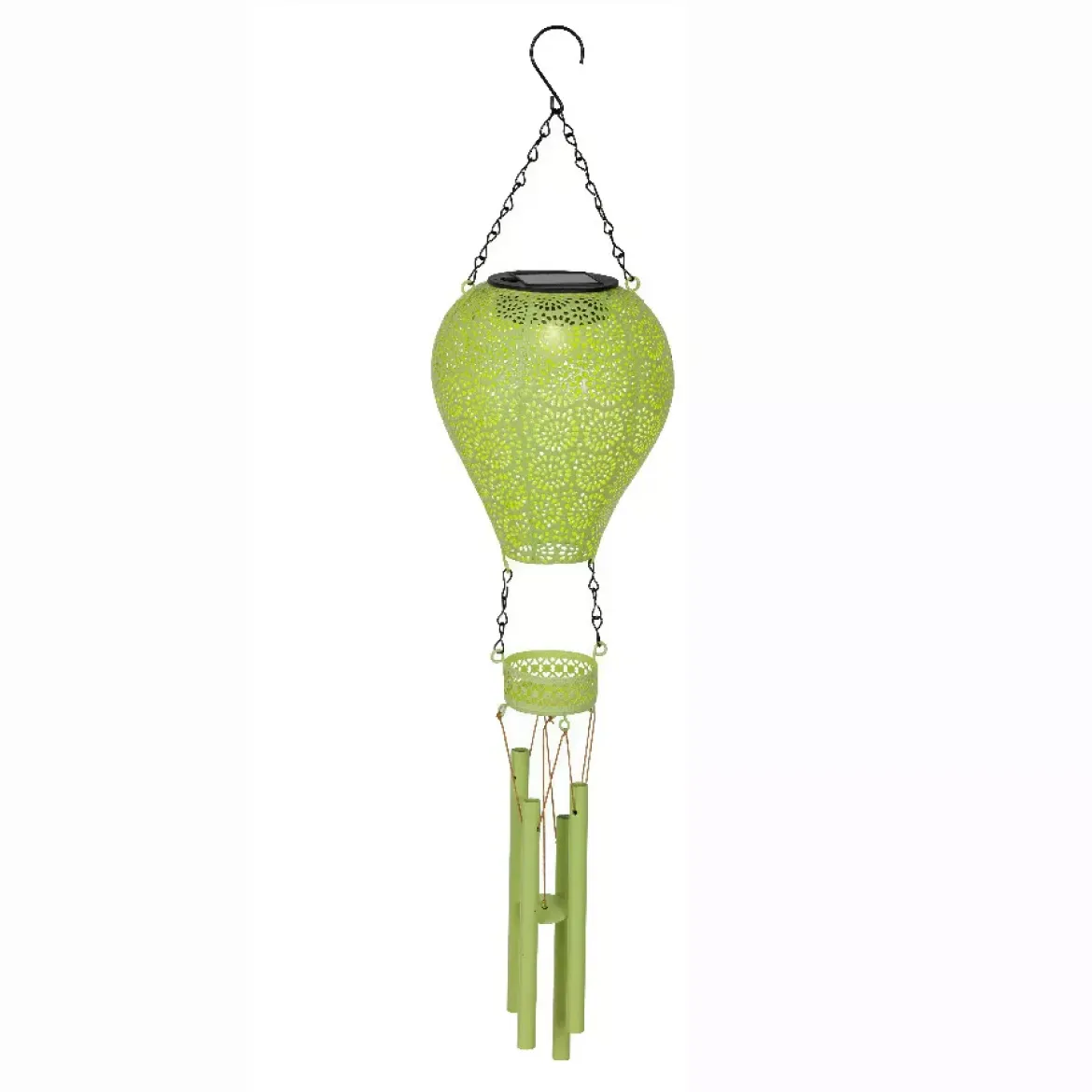 Lampada solare a sospensione per giardino LED (H56 cm) Mongolfiera Gialla