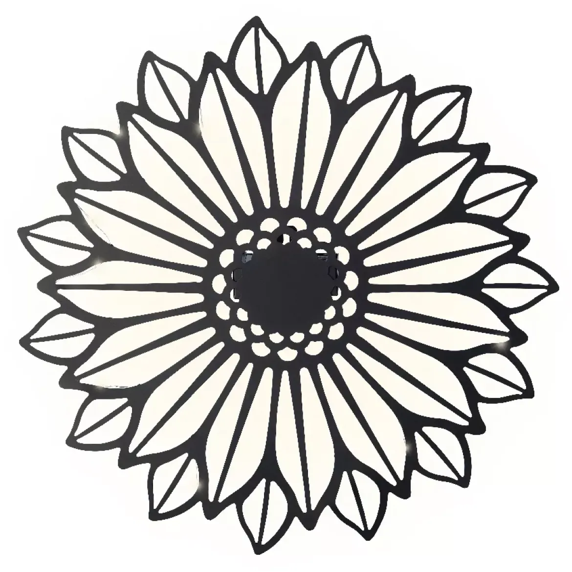 Lampada solare da parete in metallo (D37 cm) Girasole Nero e bianco caldo