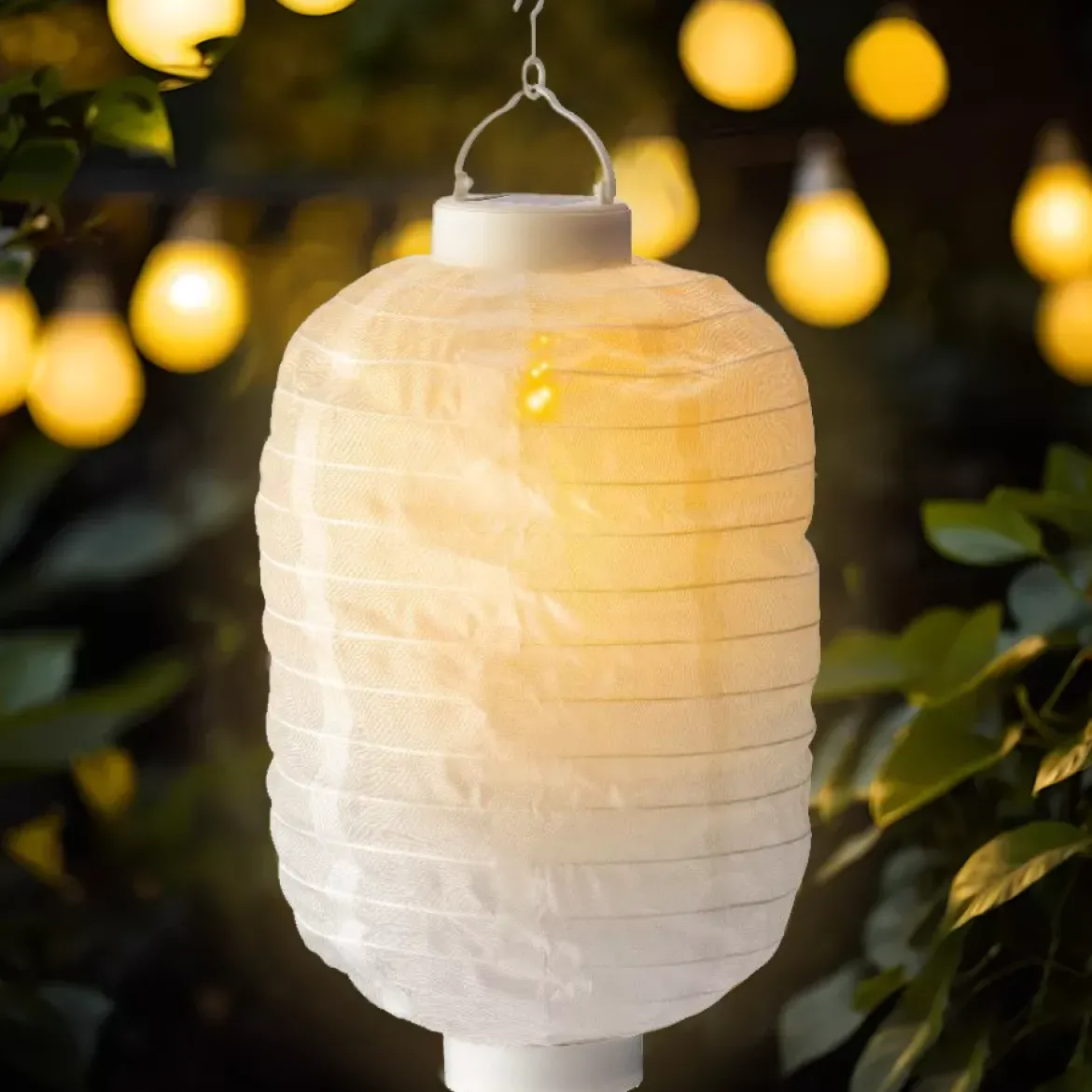 Lanterna solare cinese LED Cylindre effetto fiamma - Bianco caldo