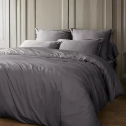 Lenzuola con angoli in raso di bambù (180 x 200 cm) Sienna Grigio granito