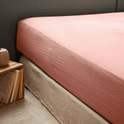 Lenzuolo con angoli di cotone (140 x 200 cm) Gaïa Rosa pesca