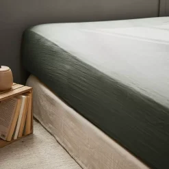 Lenzuolo con angoli di cotone (140 x 200 cm) Gaïa Verde rosmarino