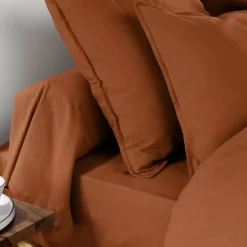 Lenzuolo con angoli flanella di cotone (90 cm) Théa Terracotta