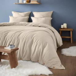 Lenzuolo con angoli flanella di cotone (140 x 190 cm) Nina Beige