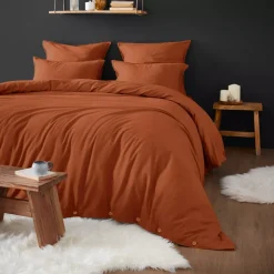 Lenzuolo con angoli flanella di cotone (180 x 200 cm) Nina Terracotta