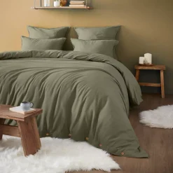 Lenzuolo con angoli flanella di cotone (140 x 200 cm) Nina Verde rosmarino