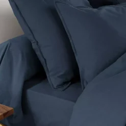 Lenzuolo con angoli flanella di cotone (90 cm) Théa Blu notte
