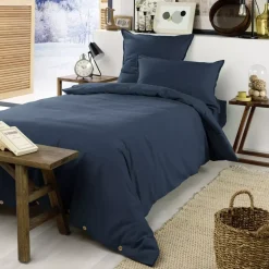 Lenzuolo con angoli flanella di cotone (90 cm) Théa Blu notte