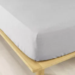 Lenzuolo con angoli flanella di cotone (140 cm) Théa Grigio chiaro
