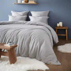 Lenzuolo con angoli flanella di cotone (140 cm) Théa Grigio chiaro