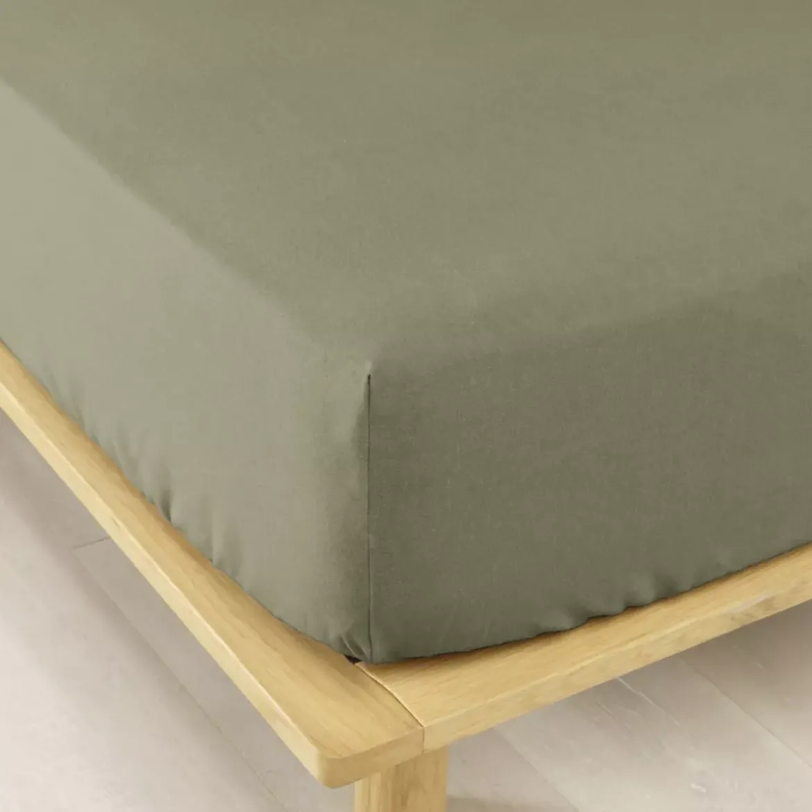 Lenzuolo con angoli flanella di cotone (90 cm) Théa Verde rosmarino