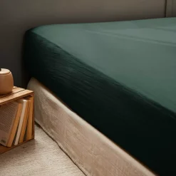 Lenzuolo con angoli garza di cotone (140 x 190 cm) Gaïa Verde abete