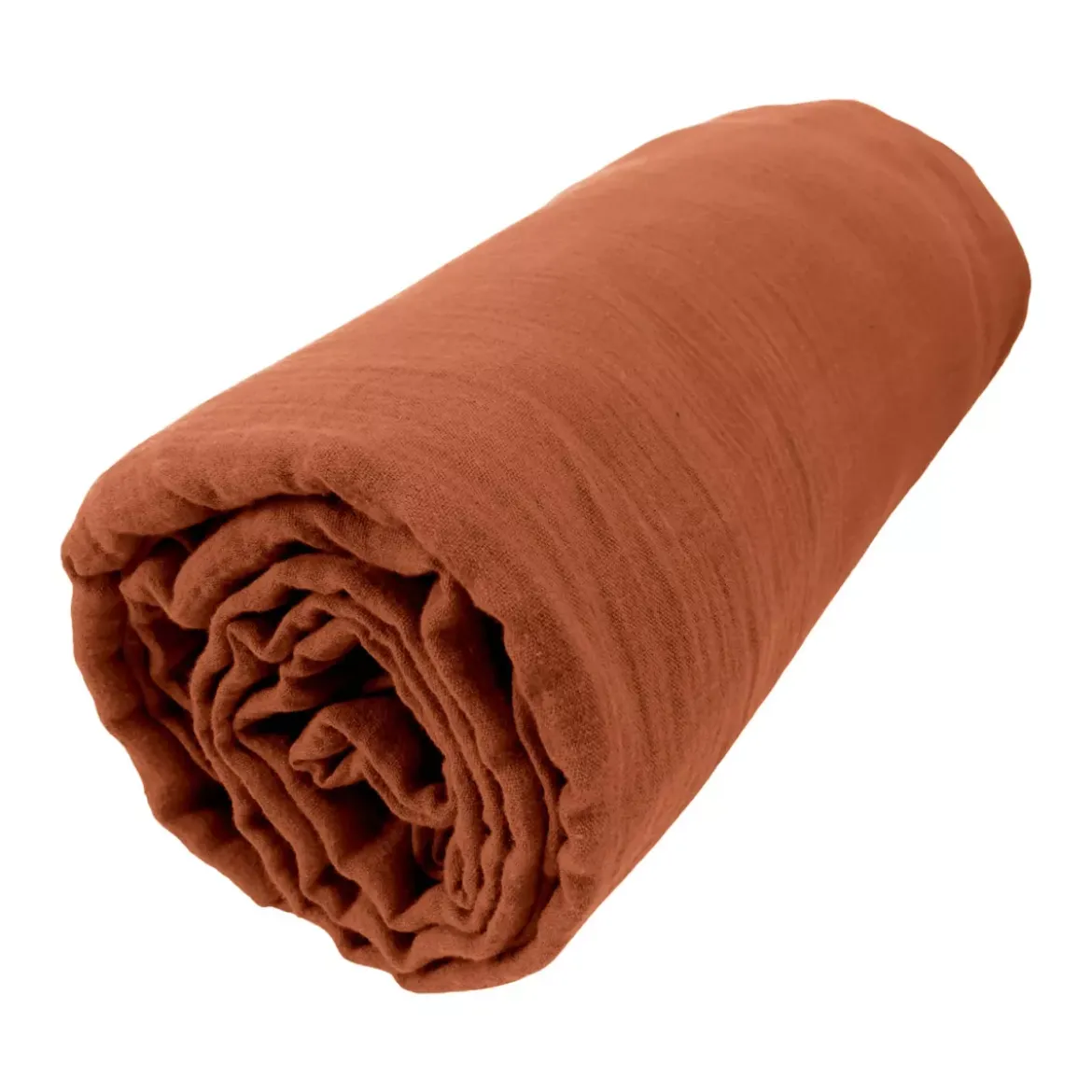 Lenzuolo con angoli garza di cotone (140 cm) Gaïa Terracotta