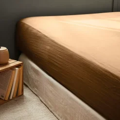 Lenzuolo con angoli garza di cotone (180 cm) Gaïa Camel