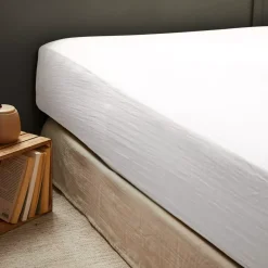Lenzuolo con angoli garza di cotone (180 x 200 cm) Gaïa Bianco chantilly