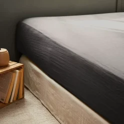 Lenzuolo con angoli garza di cotone (180 x 200 cm) Gaïa Grigio granito