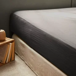 Lenzuolo con angoli garza di cotone (90 x 200 cm) Gaïa Grigio granito