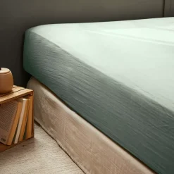 Lenzuolo con angoli garza di cotone (160 x 200 cm) Gaïa Verde eucalipto