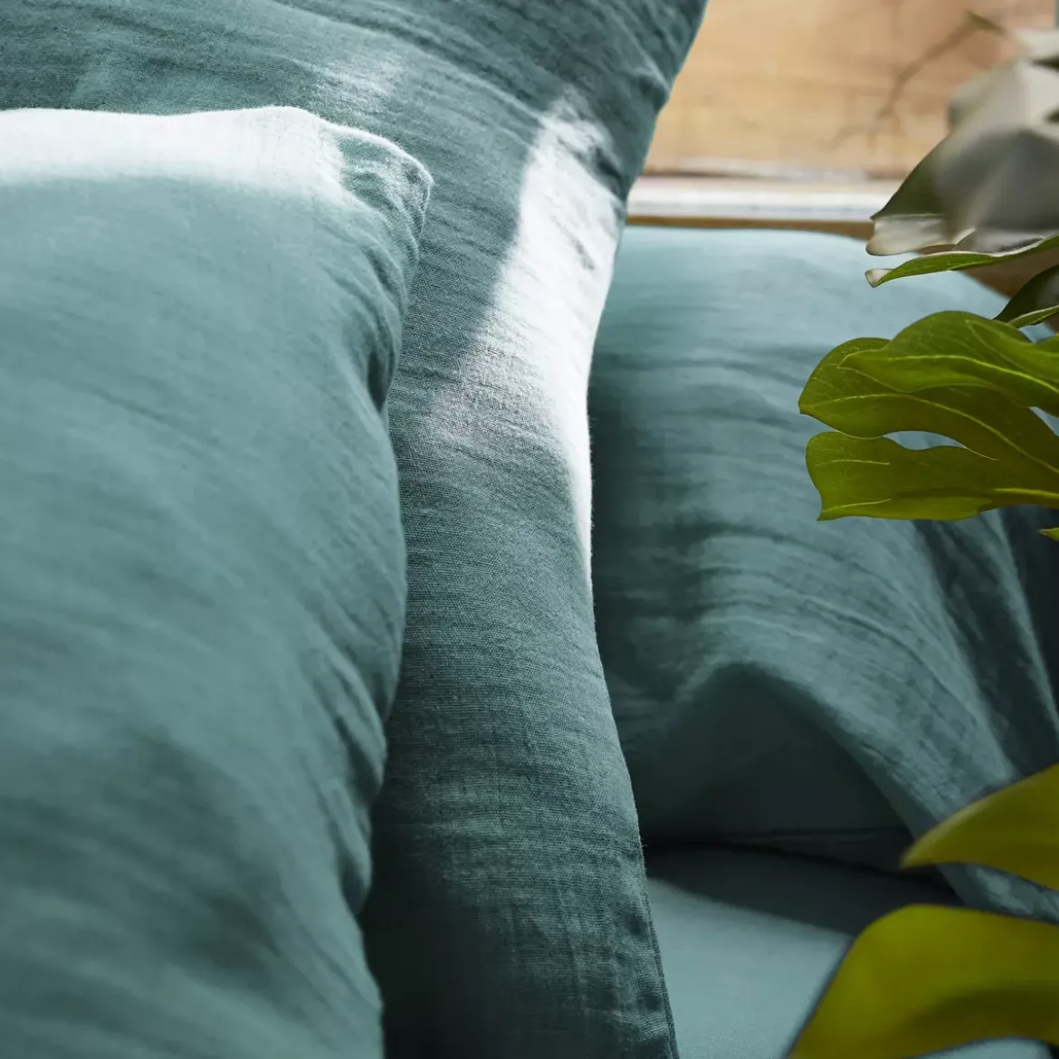 Lenzuolo con angoli garza di cotone (140 cm) Gaïa Blu anatra