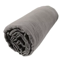 Lenzuolo con angoli garza di cotone (140 x 190 cm) Gaïa Grigio granito
