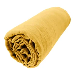 Lenzuolo con angoli garza di cotone (140 x 190 cm) Gaïa Giallo zafferano
