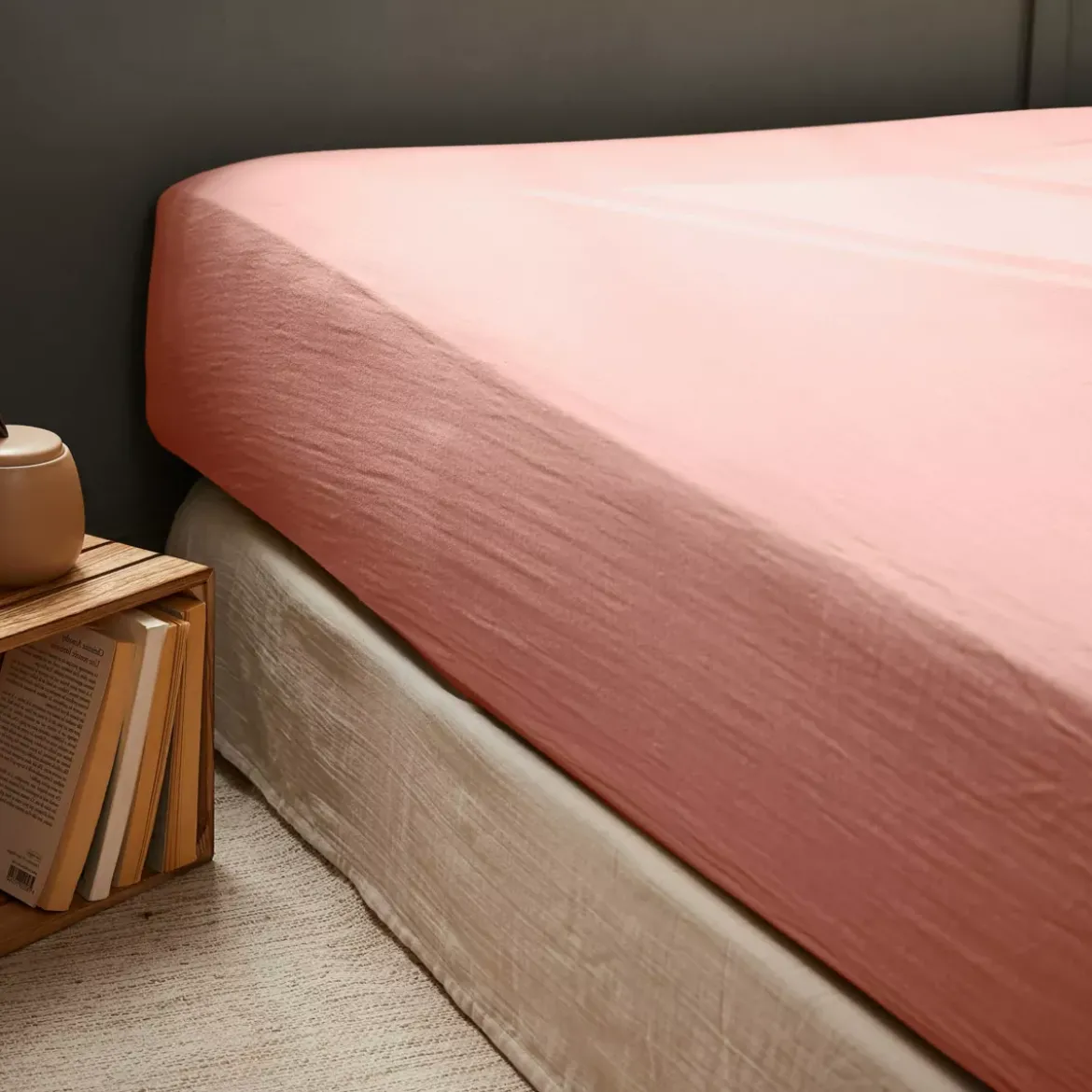 Lenzuolo con angoli garza di cotone (90 cm) Gaïa Rosa pesca