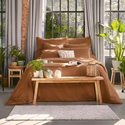 Lenzuolo con angoli in lyocell Tencel™ lavato (140 x 190 cm) Olivia Camel