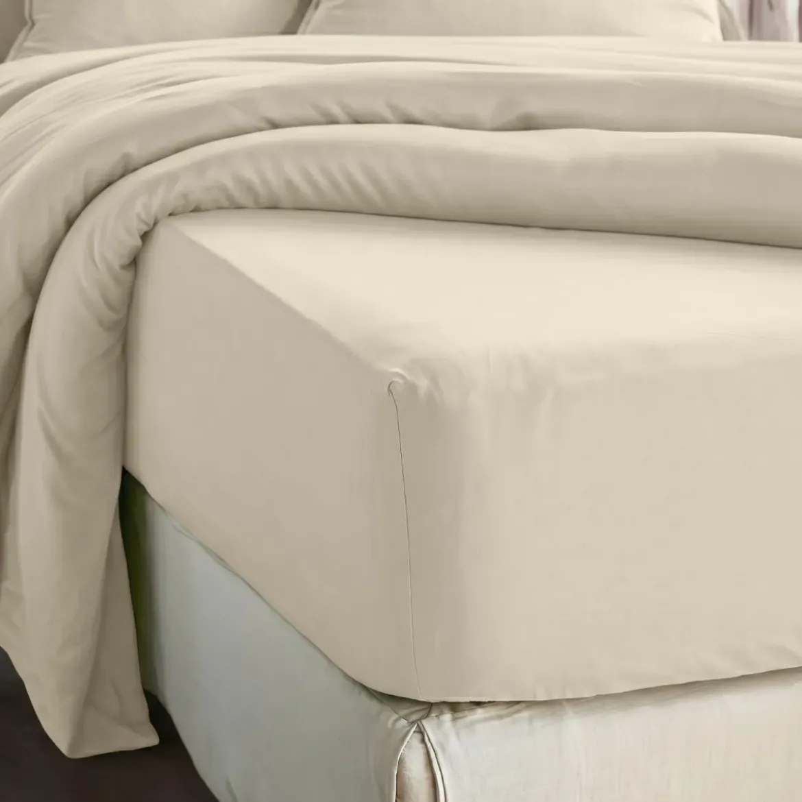 Lenzuolo con angoli in lyocell Tencel™ (90 x 200 cm) Olivia Beige pampa