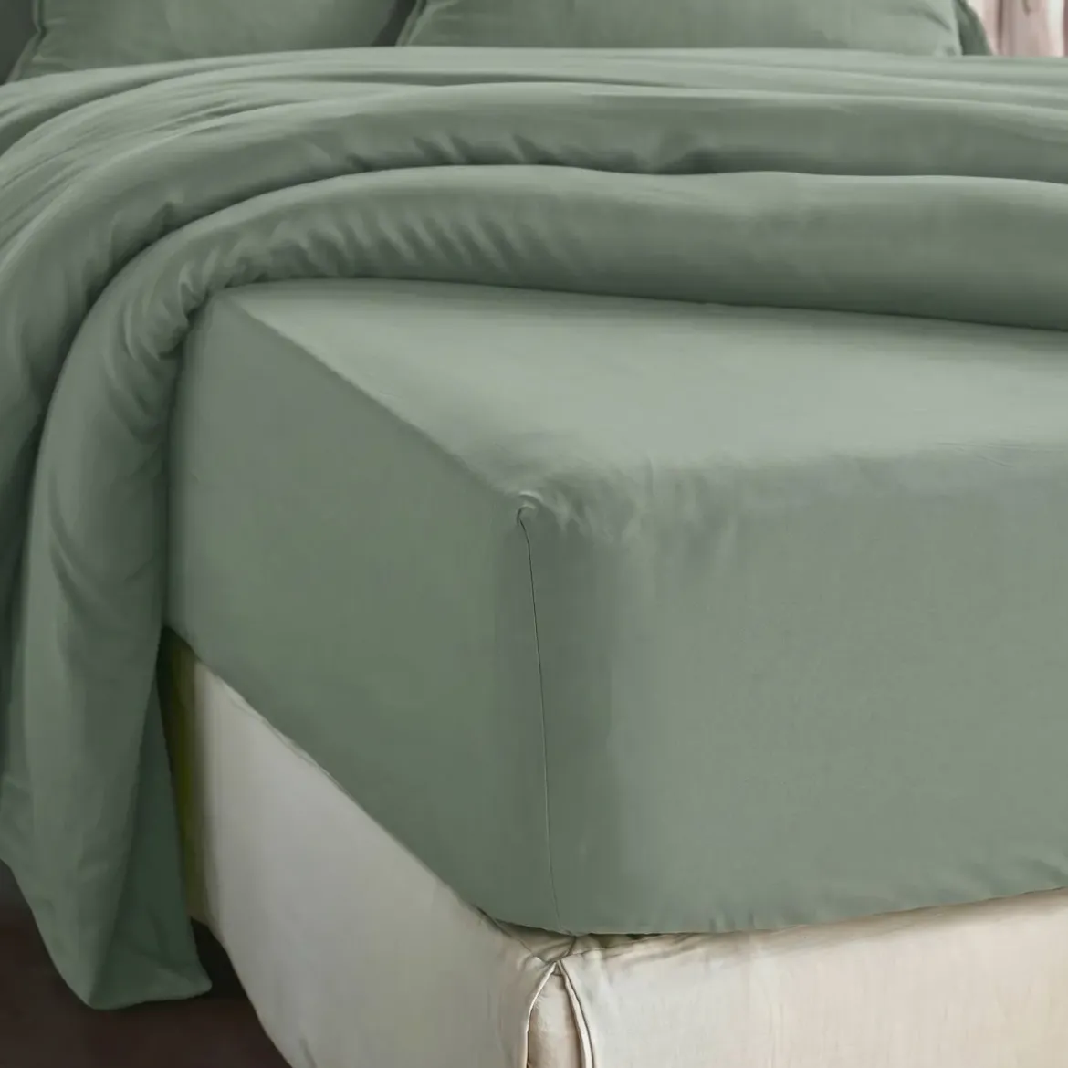 Lenzuolo con angoli in lyocell Tencel™ (200 x 200 cm) Olivia Verde eucalipto