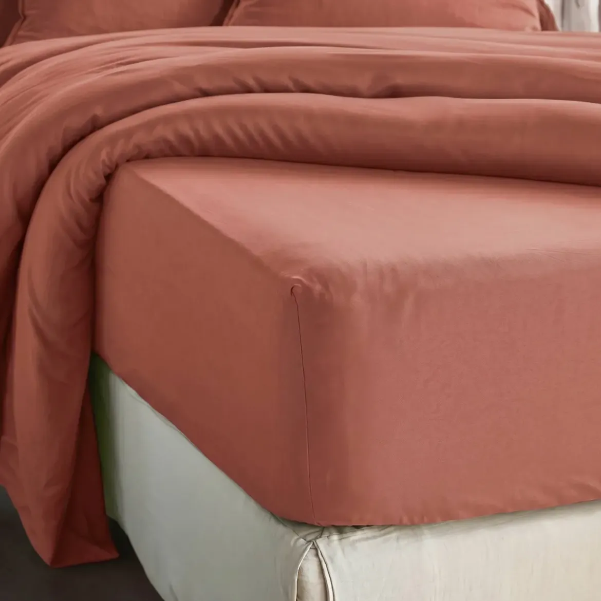 Lenzuolo con angoli in lyocell Tencel™ (90 x 200 cm) Olivia Terracotta