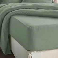 Lenzuolo con angoli in lyocell Tencel™ (90 x 200 cm) Olivia Verde eucalipto