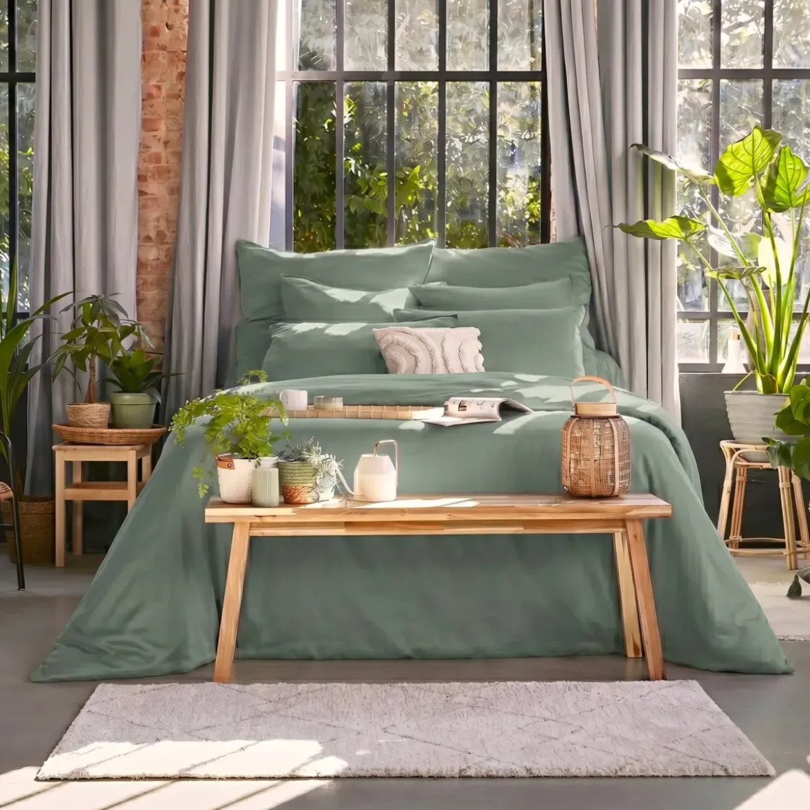Lenzuolo con angoli in lyocell Tencel™ (160 x 200 cm) Olivia Verde eucalipto