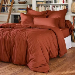 Lenzuolo con angoli in percalle di cotone (90 x 200 cm) Cali Terracotta