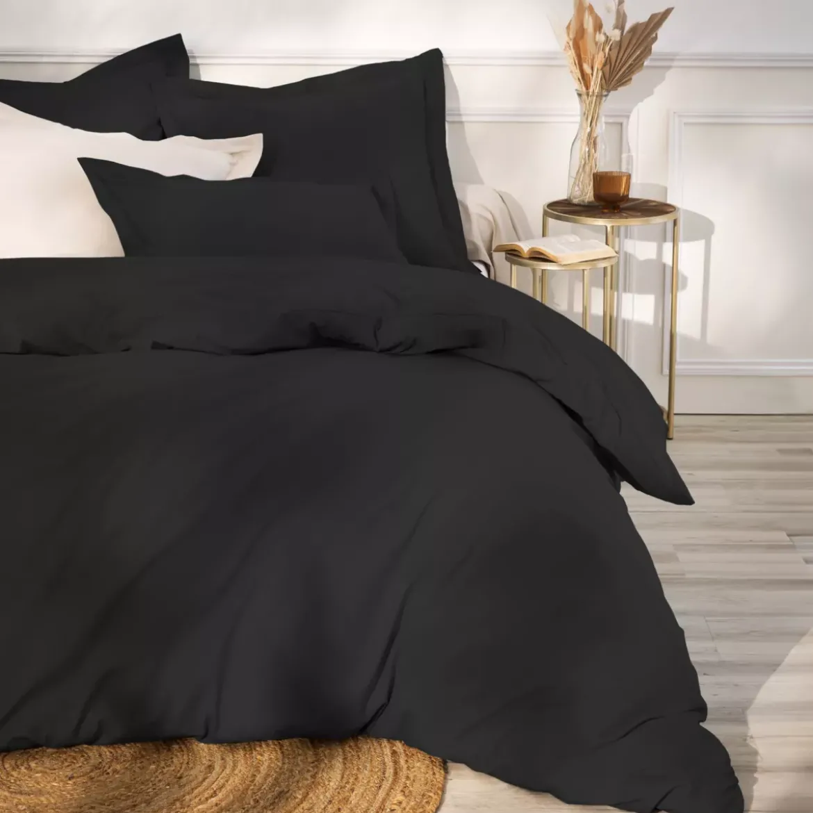 Lenzuolo con angoli in percalle di cotone (90 x 200 cm) Cali Nero