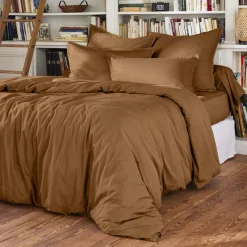 Lenzuolo con angoli in percalle di cotone (180 x 200 cm) Cali Camel
