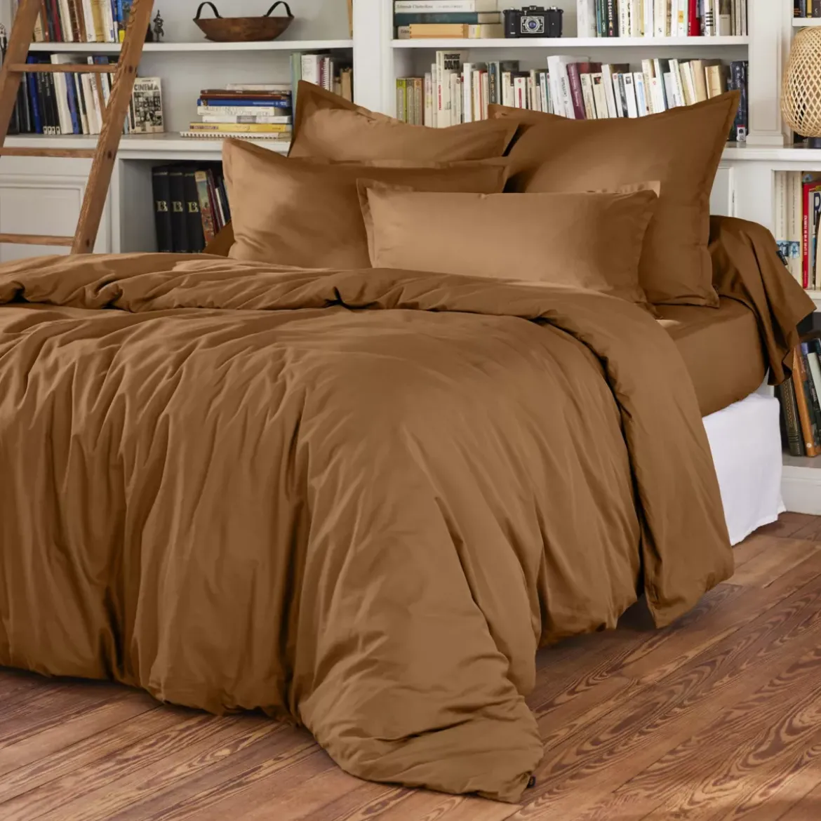 Lenzuolo con angoli in percalle di cotone (180 x 200 cm) Cali Camel