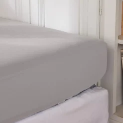 Lenzuolo con angoli percalle di cotone (160 cm) Cali Grigio chiaro