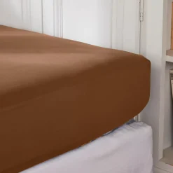 Lenzuolo con angoli percalle di cotone (140 x 190 cm) Cali Marrone cioccolato