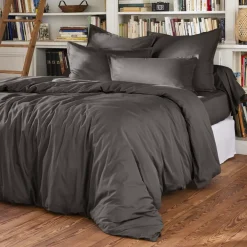 Lenzuolo con angoli percalle di cotone (180 cm) Cali Grigio antracite