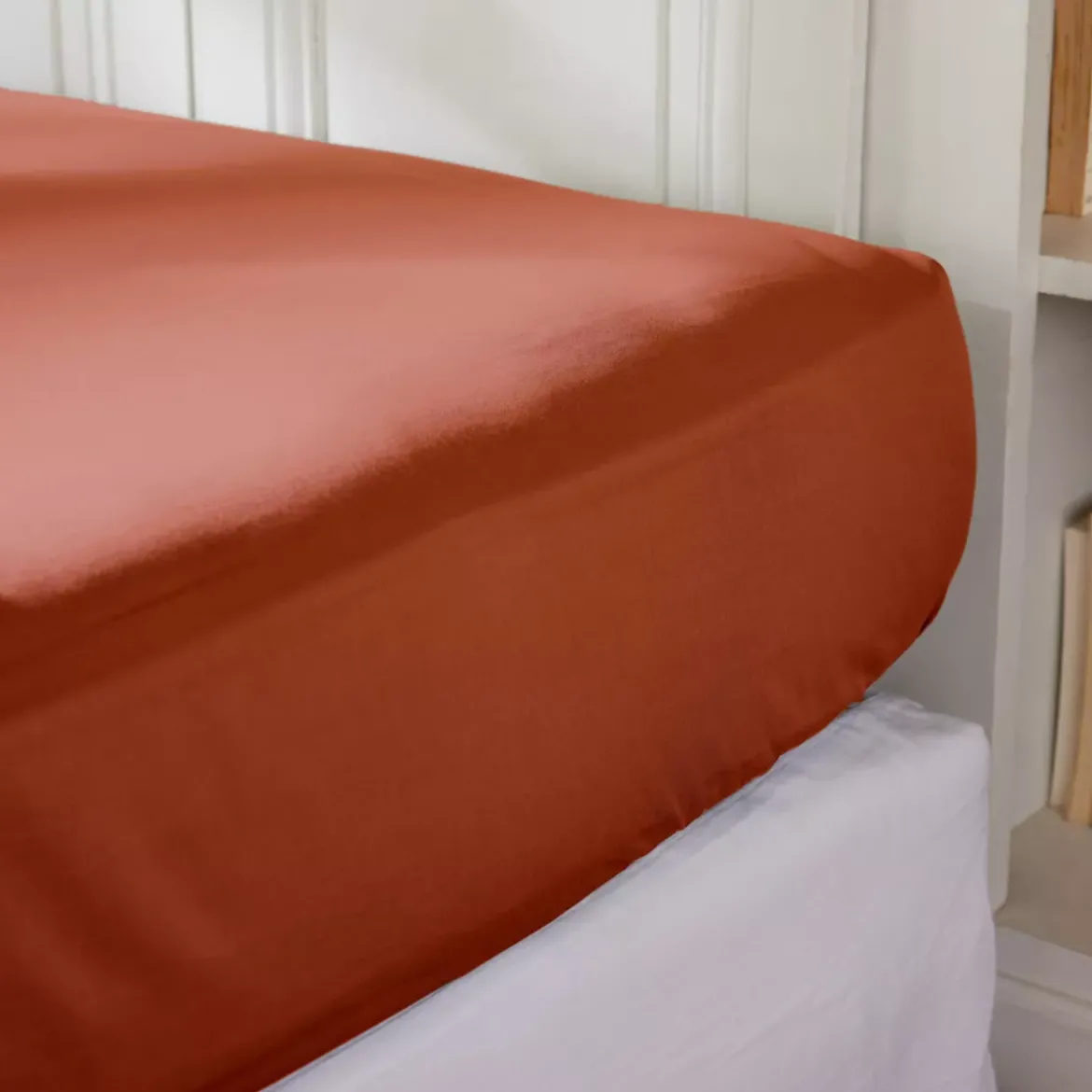 Lenzuolo con angoli percalle di cotone (200 cm) Cali Terracotta