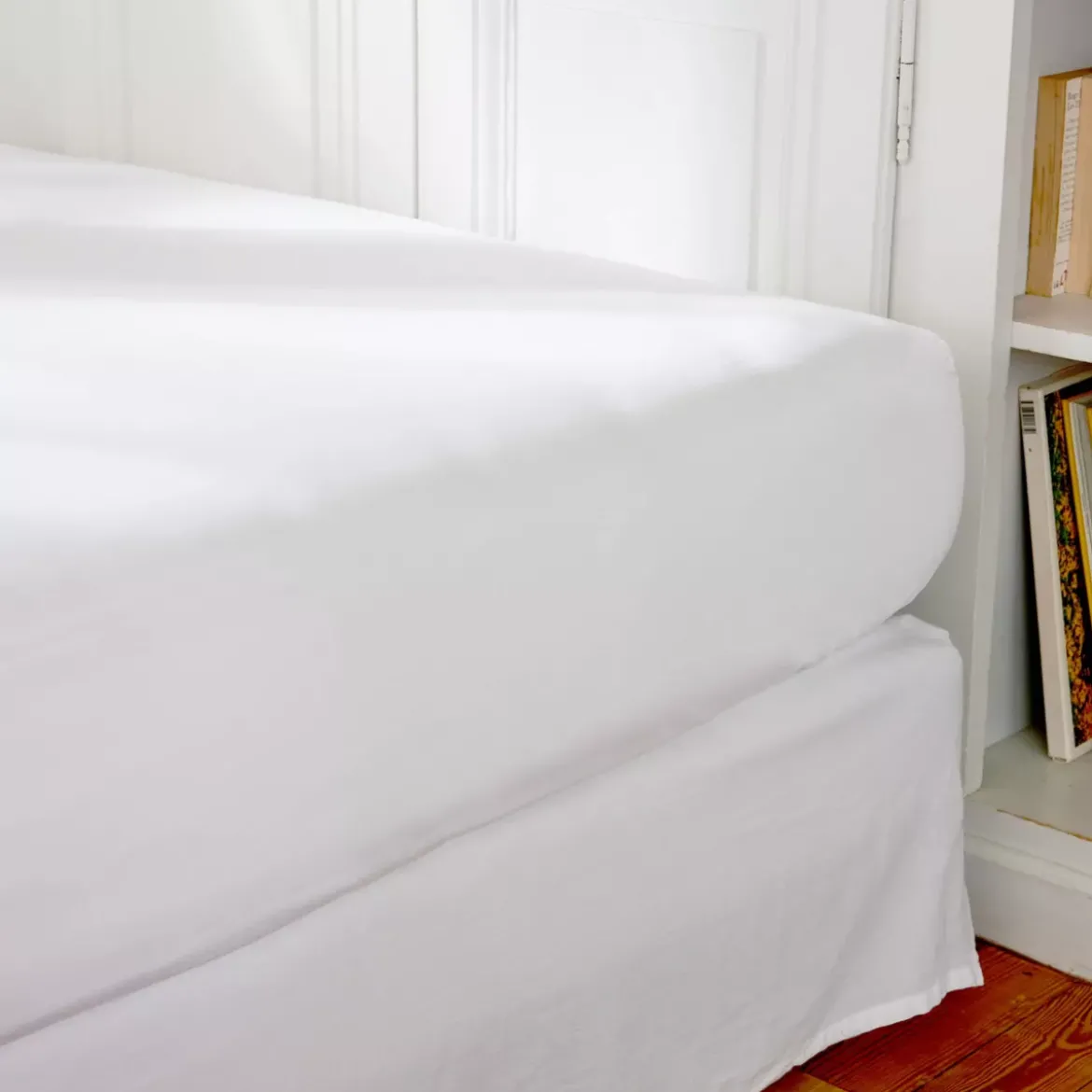 Lenzuolo con angoli percalle di cotone (90 cm) Cali Bianco