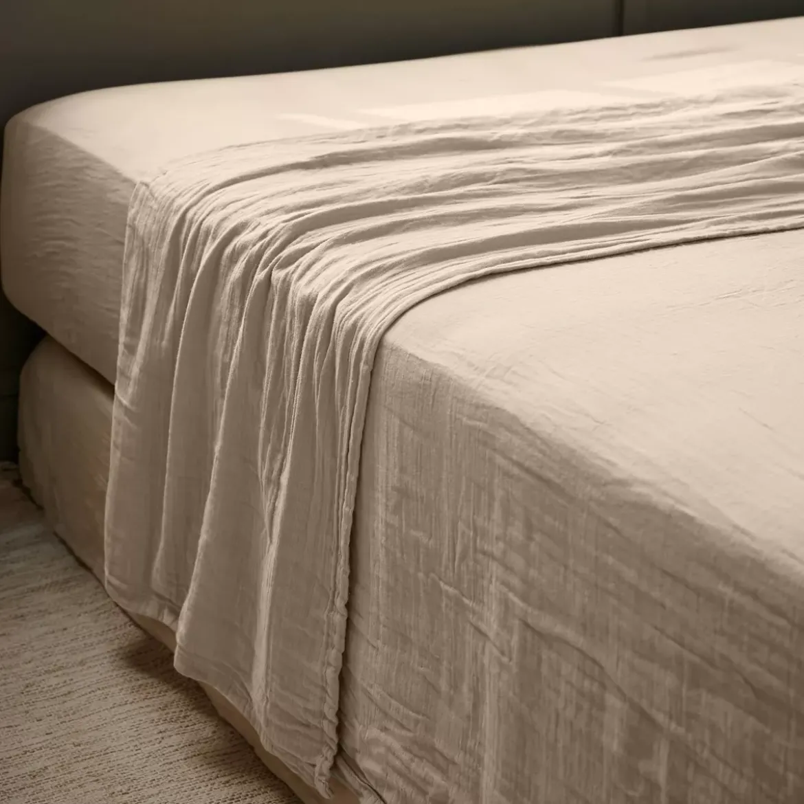 Lenzuolo sopra garza di cotone (270 x 300 cm) Gaïa Marrone corda