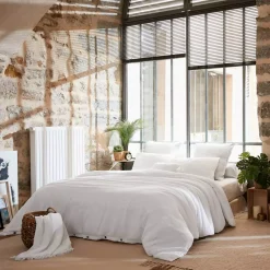 Lenzuolo sopra garza di cotone (240 x 300 cm) Gaïa Bianco chantilly