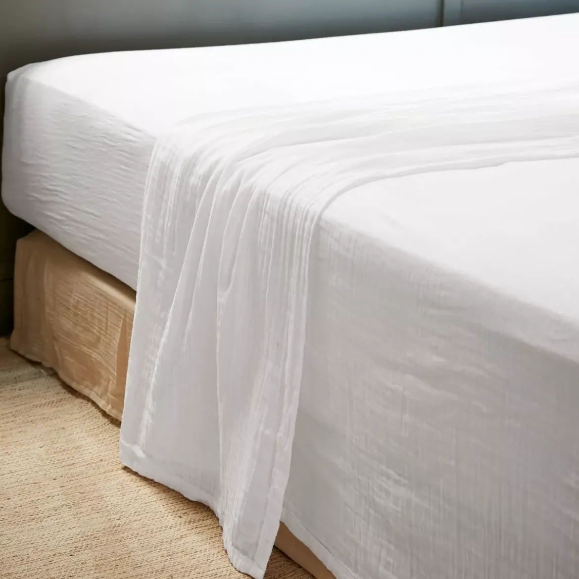 Lenzuolo sopra garza di cotone (240 x 300 cm) Gaïa Bianco chantilly