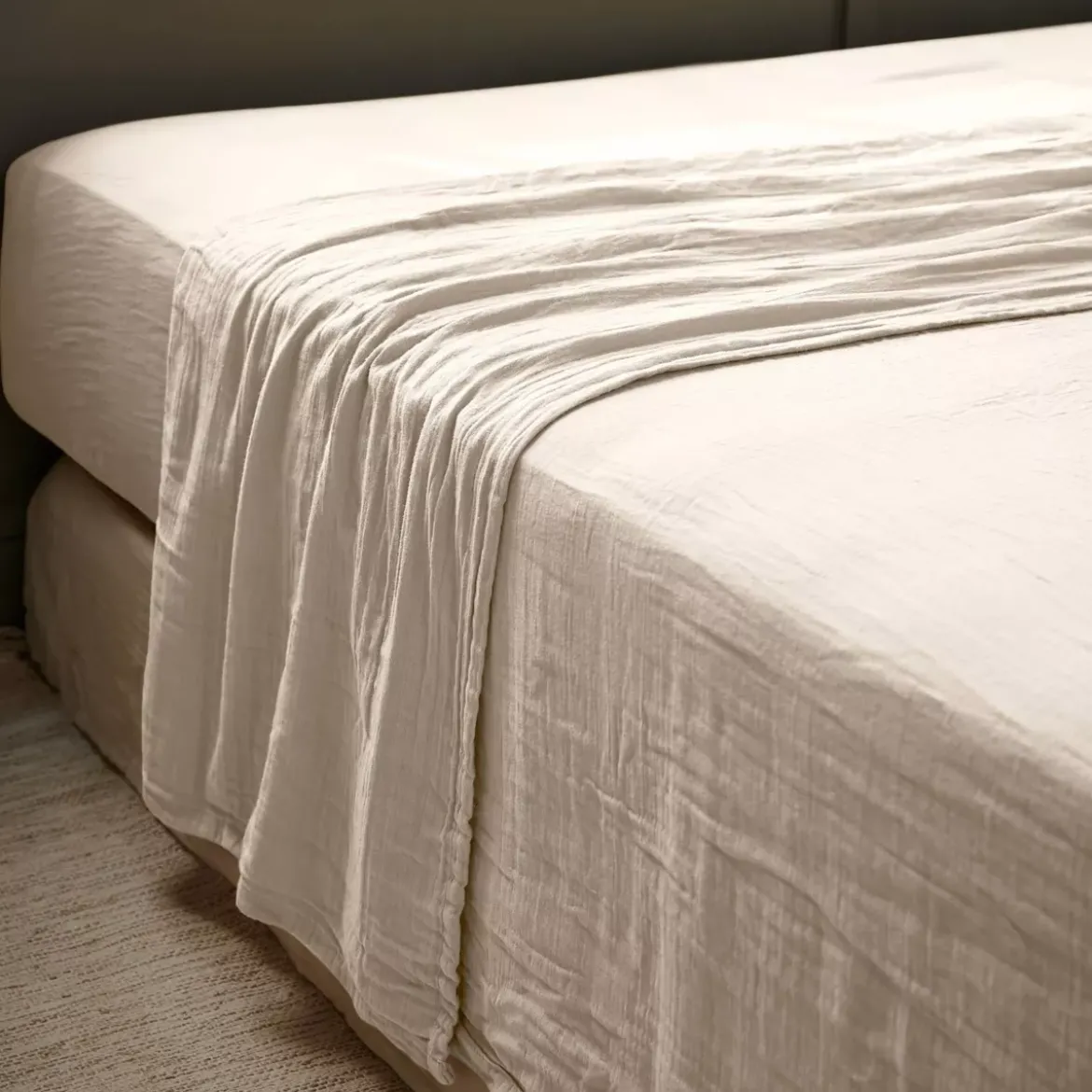 Lenzuolo sopra garza di cotone (240 x 300 cm) Gaïa Beige pampa