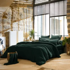 Lenzuolo sopra garza di cotone (270 x 300 cm) Gaïa Verde abete